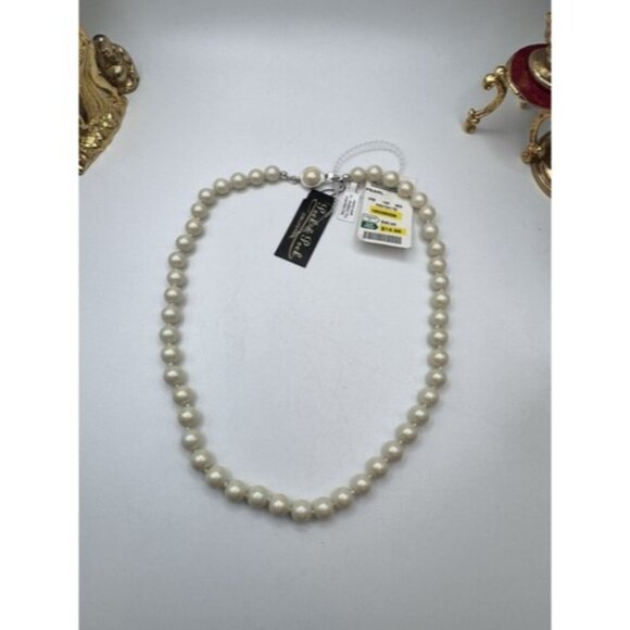 White Faux Pearl Necklace Knotted 18” Strand Peck & Peck Bridal NWT - Picture 10 of 10